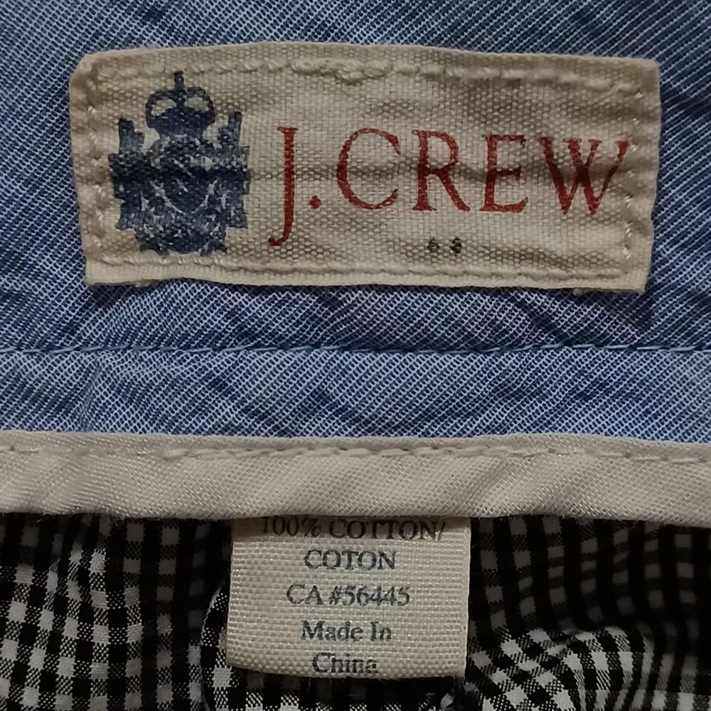J Crew Mens Size 35 Black White Plaid Flat Front Chino Shorts